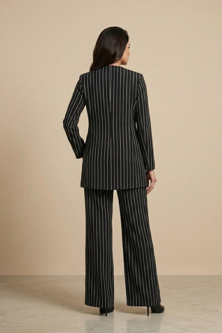 The Noir Pinstripe Keyhole Co-ord Set