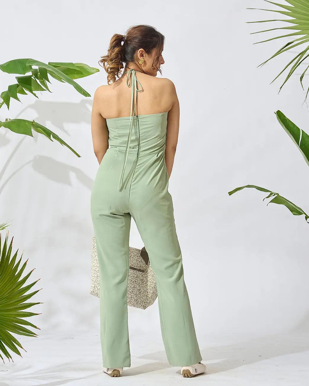 Off Shoulder Front Slit Jumpsuit - Risate