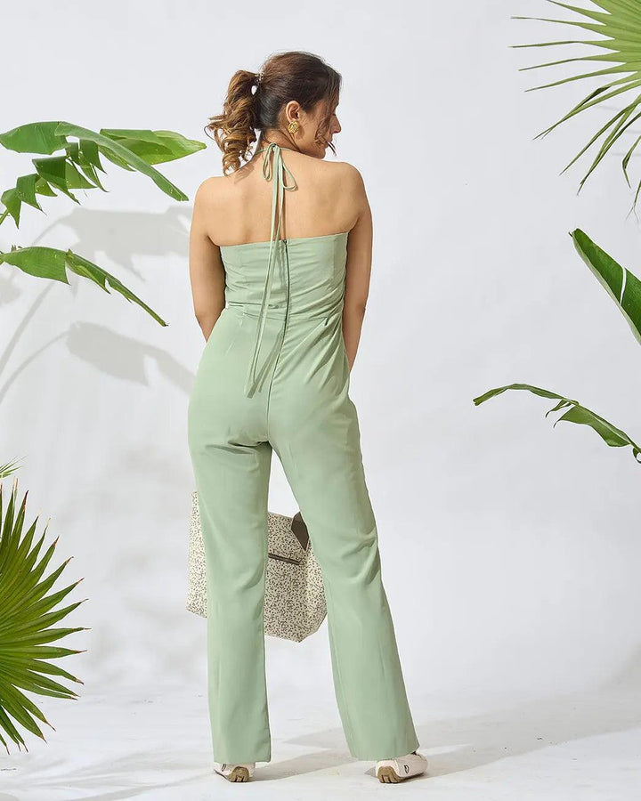 Off Shoulder Front Slit Jumpsuit - Risate