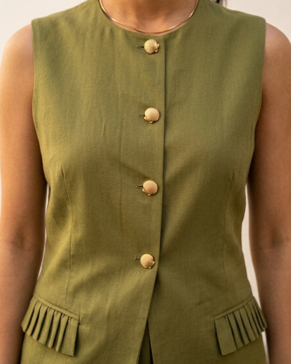 Olive green Tailored Vest Coord Set - Risate