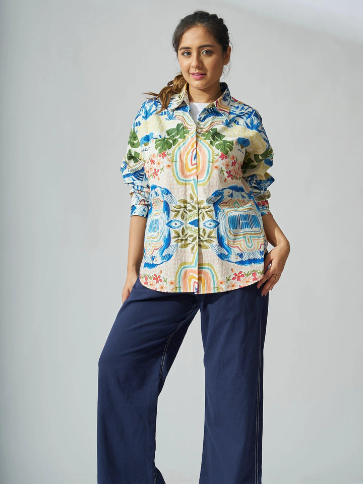 Personage Print Cotton Shirt - Risate