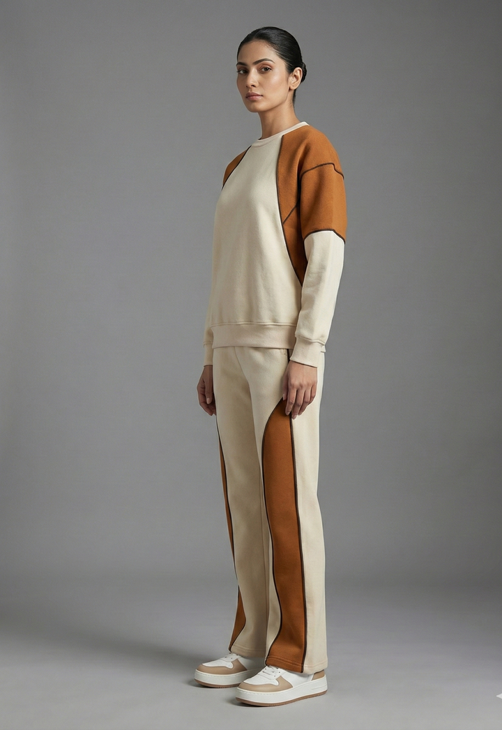 The Signature Colorblock Co-ord Set | Tan & Egg White