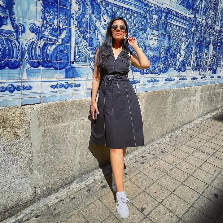 Radiant Elegant Top Stitch Midi Dress - Risate