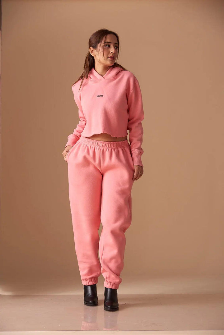 Relaxed Crop Hooded Sweatshirt with Mid Rise Joggers - Risate