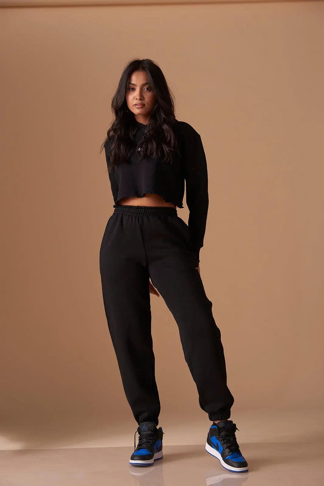 Relaxed Crop Hooded Sweatshirt with Mid Rise Joggers - Risate