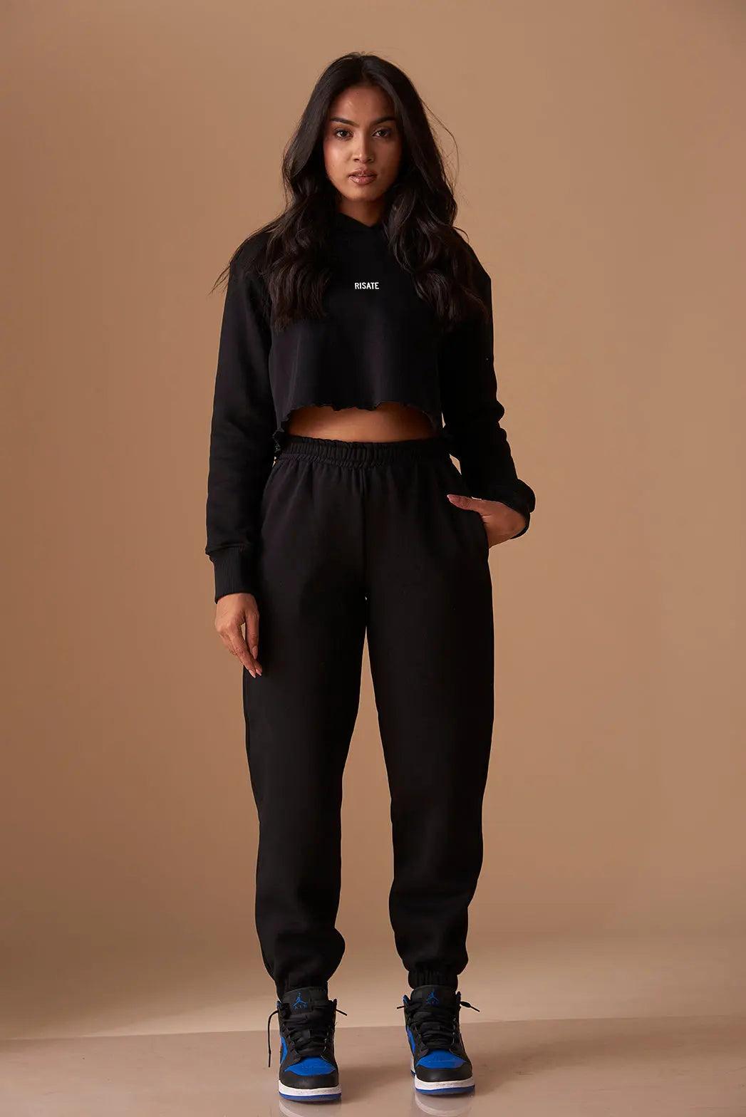 Relaxed Crop Hooded Sweatshirt with Mid Rise Joggers - Risate