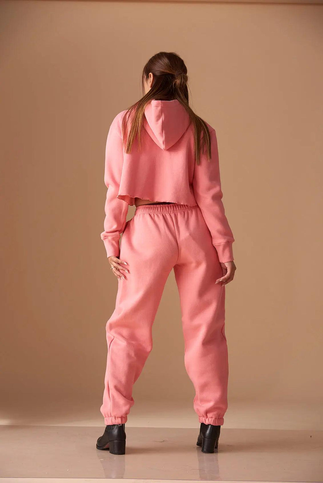 Relaxed Crop Hooded Sweatshirt with Mid Rise Joggers - Risate