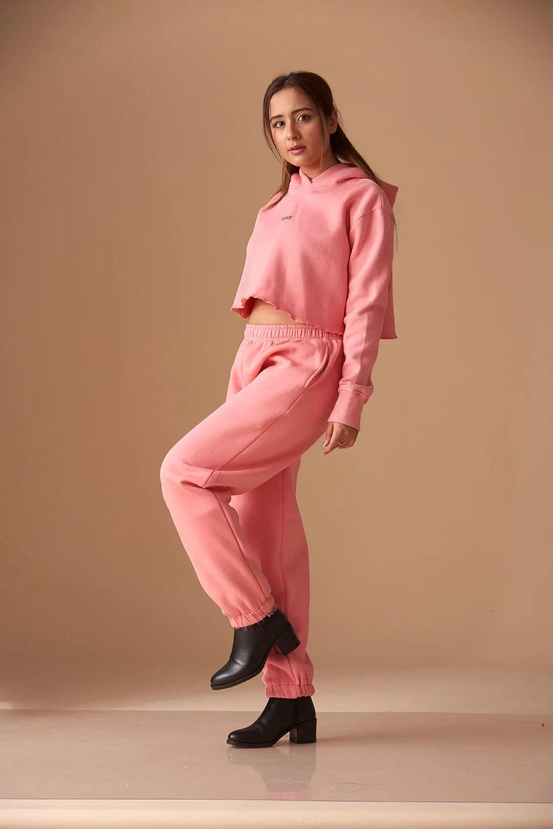 Relaxed Crop Hooded Sweatshirt with Mid Rise Joggers - Risate