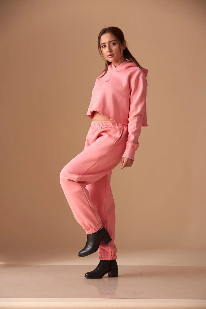 Relaxed Crop Hooded Sweatshirt with Mid Rise Joggers - Risate