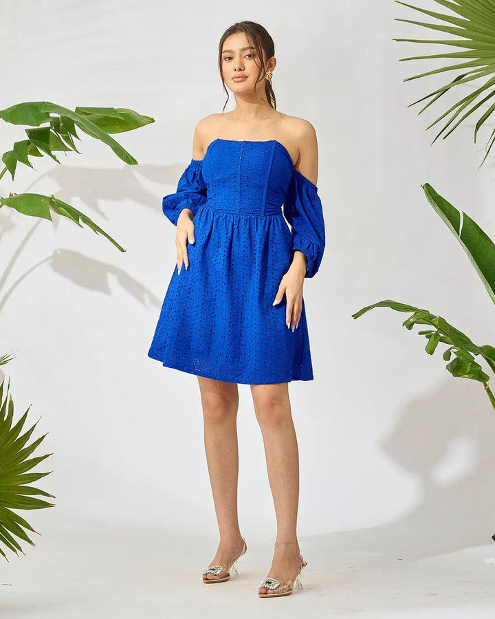 Sweetheart Mini Corset Schiffli  Dress - Risate