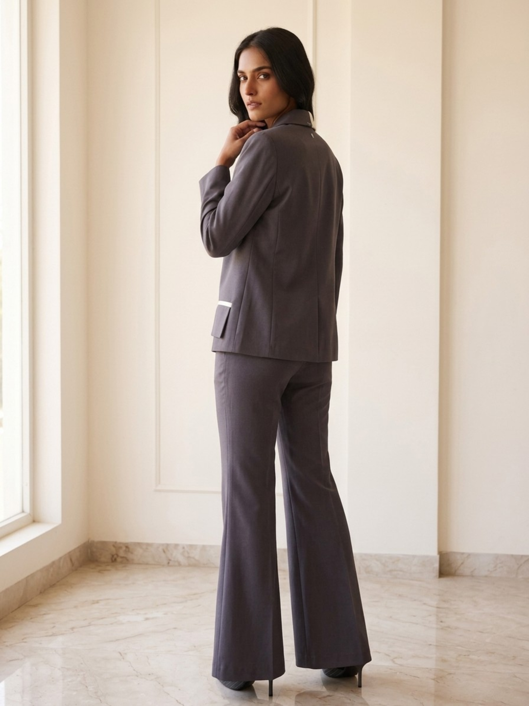 The Aura Charcoal Contrast Pantsuit - Risate