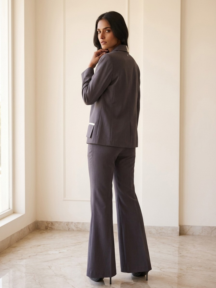 The Aura Charcoal Contrast Pantsuit - Risate