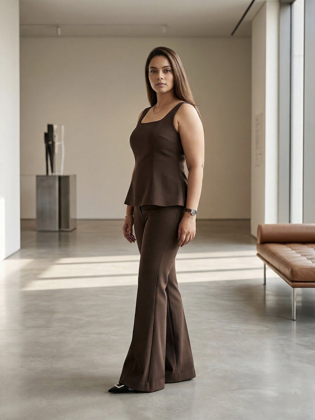 The Siena Peplum and Flared Co-ord Set | Mocha - Risate