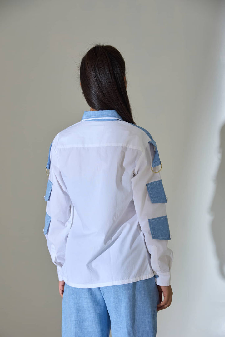 Two-Tone Cotton Paneled Shirt - Risate