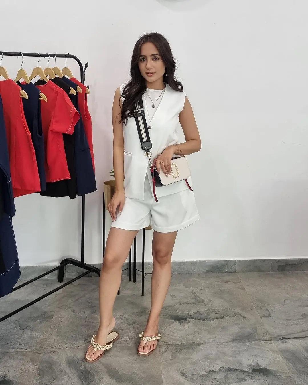 Waist Coat with Shorts Coord Set - Risate