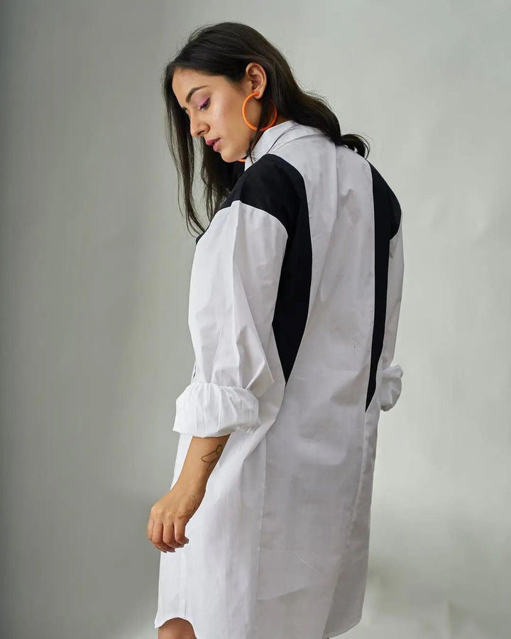 White Glitched Oversized Poplin Shirt - Risate