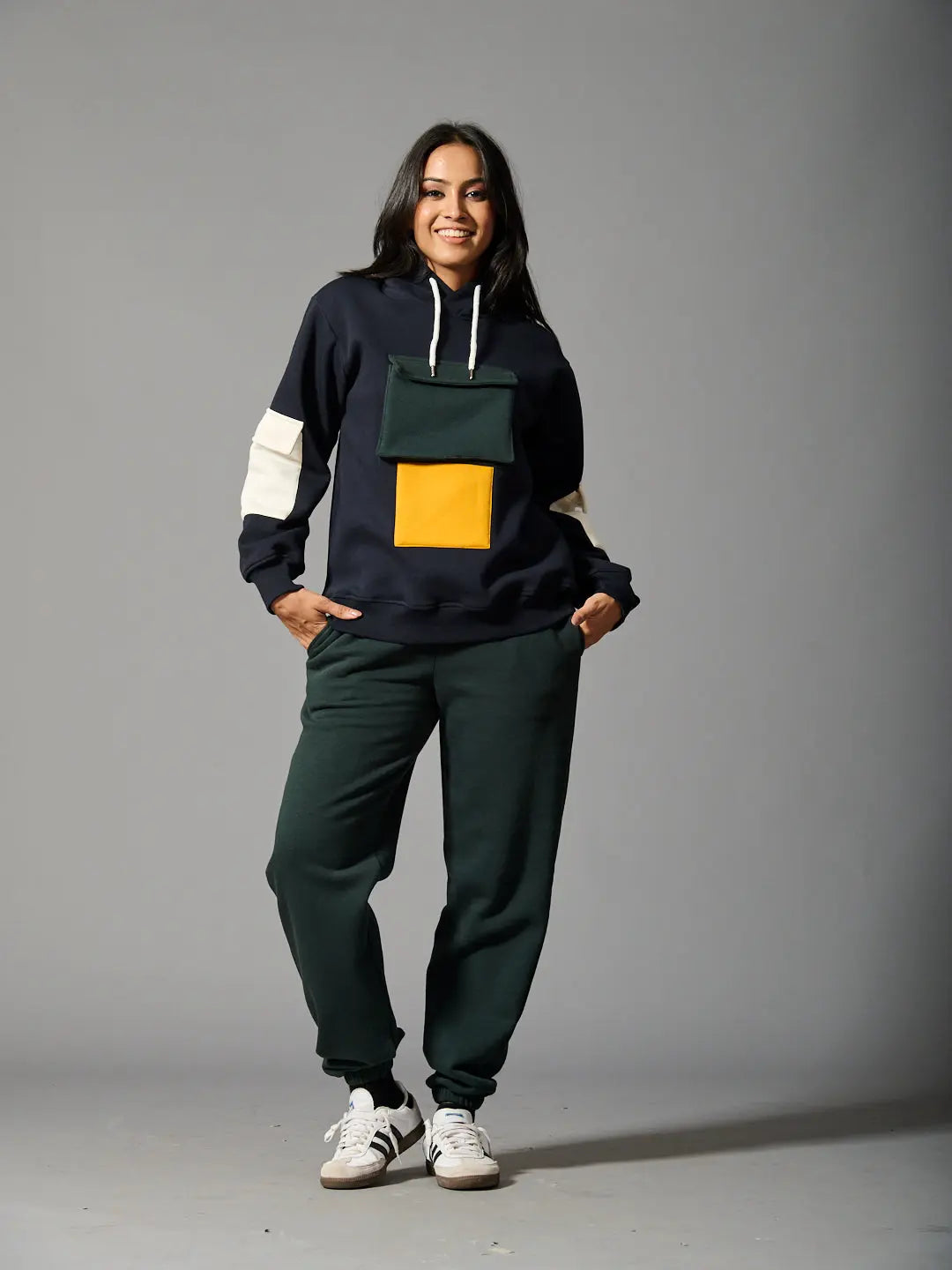 Risate color block hoodie for women featuring a stylish design with vibrant colors and a cozy fit