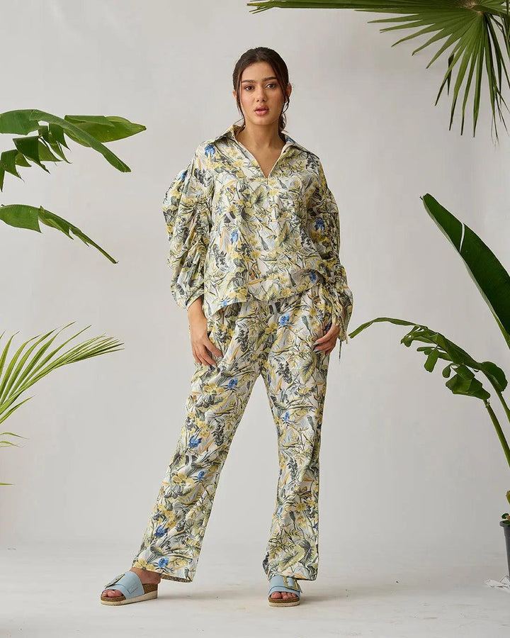Risate co-ord set in floral print, made from soft cotton bed linen set, featuring a relaxed fit and stylish design