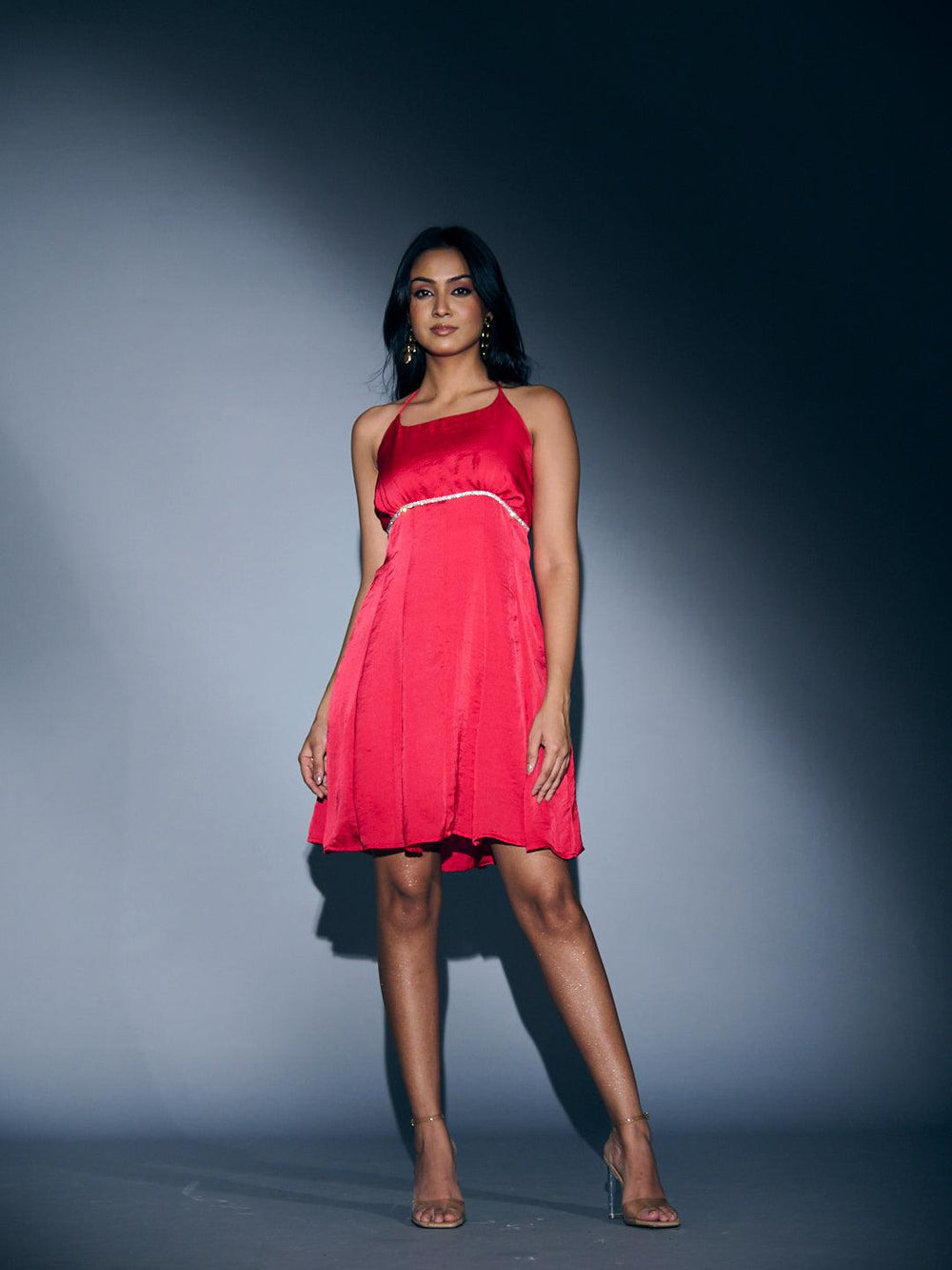 Dainty day mini dress in vibrant red with a flattering silhouette for casual outings
