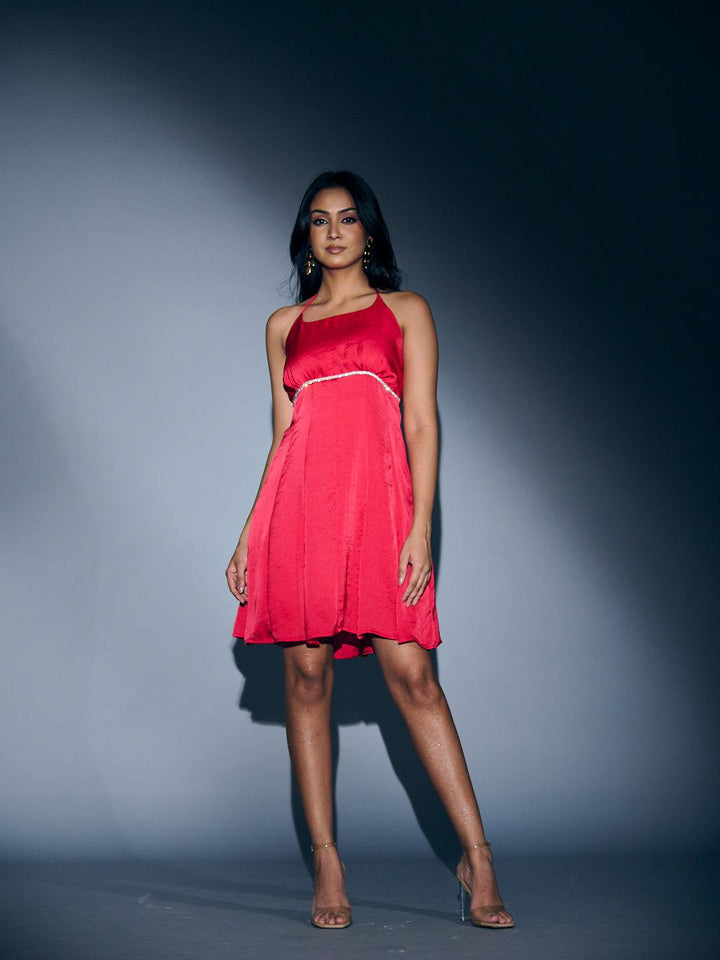 Dainty day mini dress in vibrant red with a flattering silhouette for casual outings