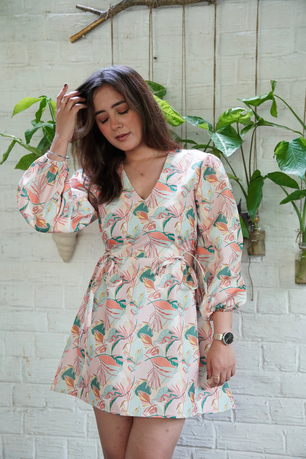 Risate Florine dress for women with floral print and stylish bell sleeves