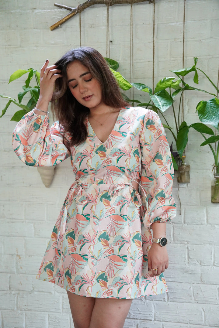 Risate Florine dress for women with floral print and stylish bell sleeves