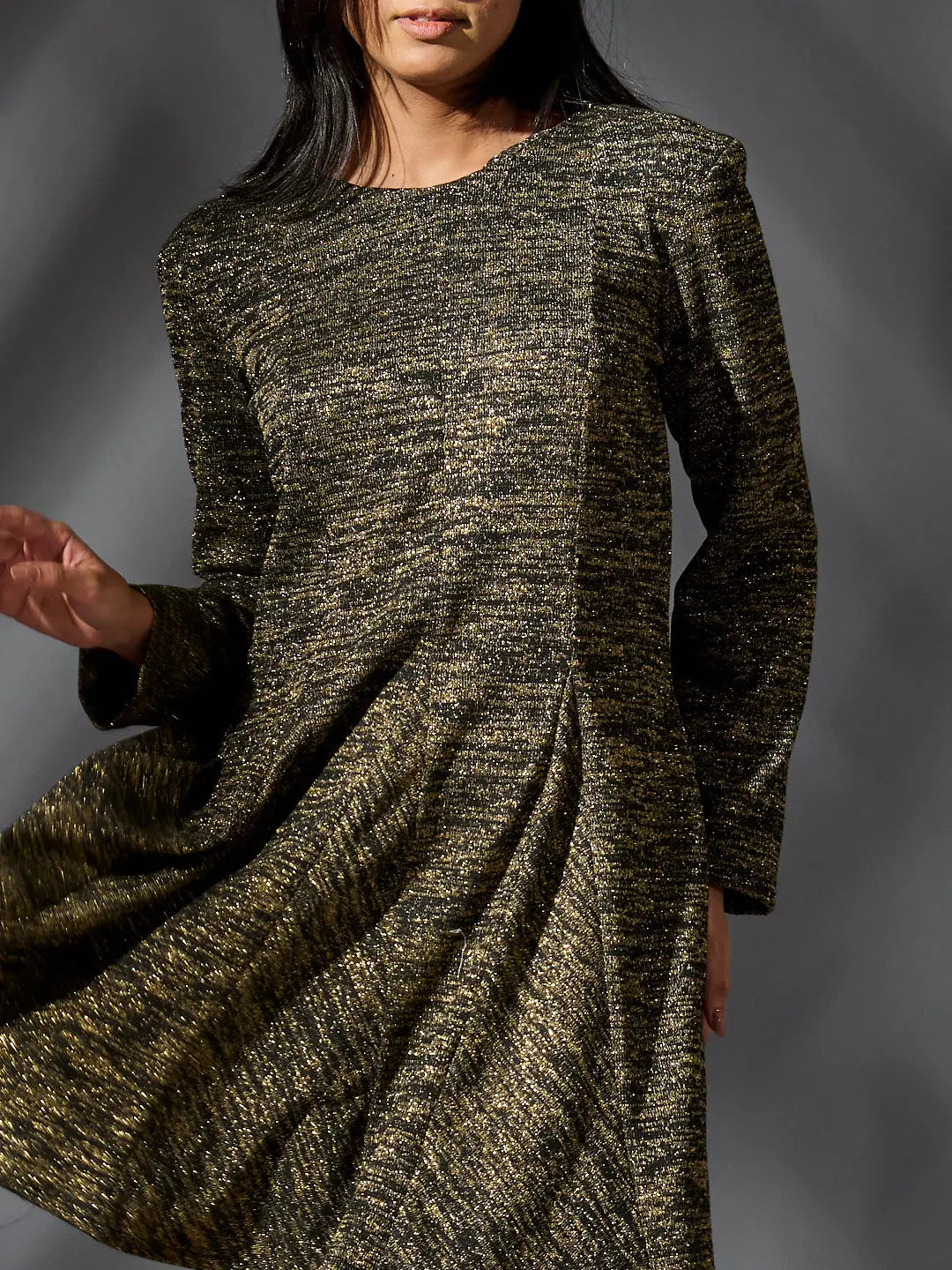 Risate golden knit glam dress featuring a stylish silhouette and luxurious fabric blend