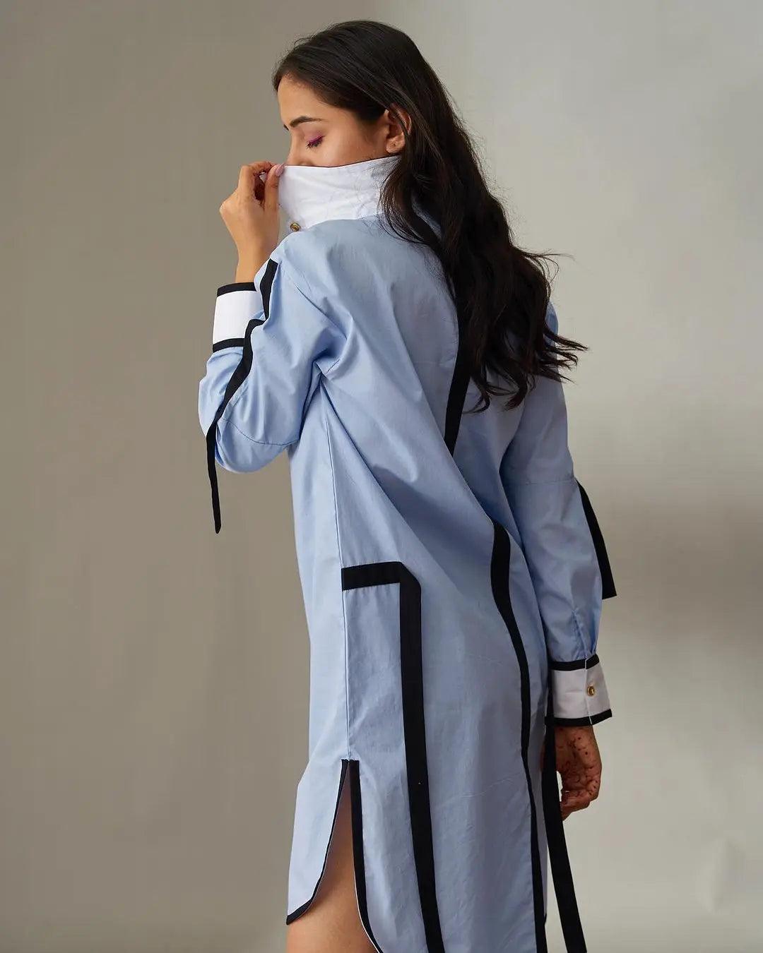 Risate Impressionist cotton shirt dress featuring a unique design and stylish details