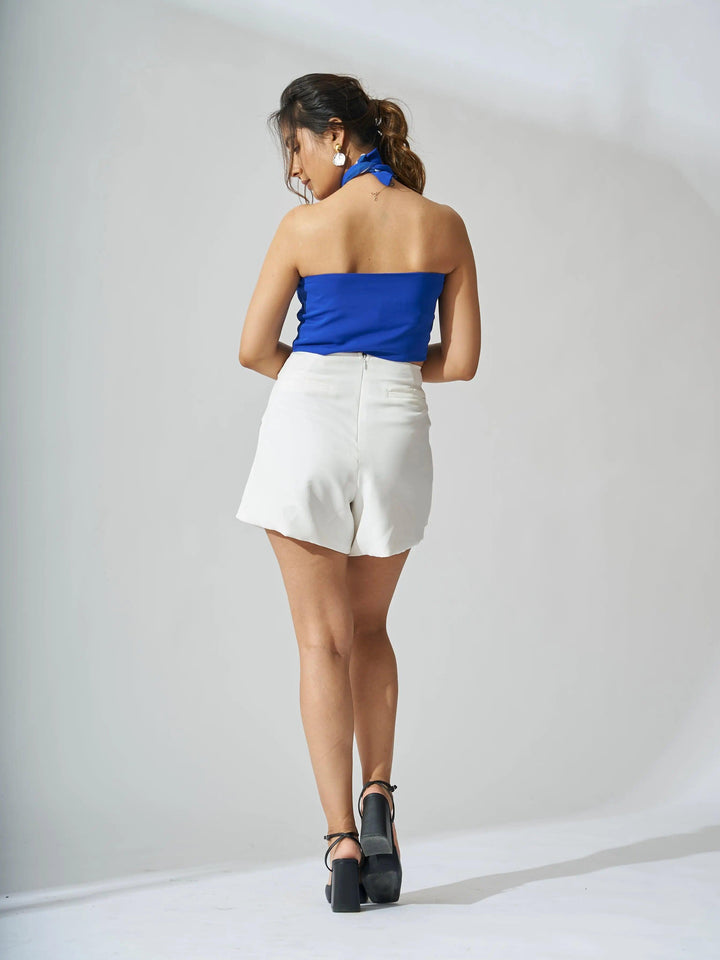 Back view of Risate rhinestone women skorts in white, perfect for stylish summer occasions.