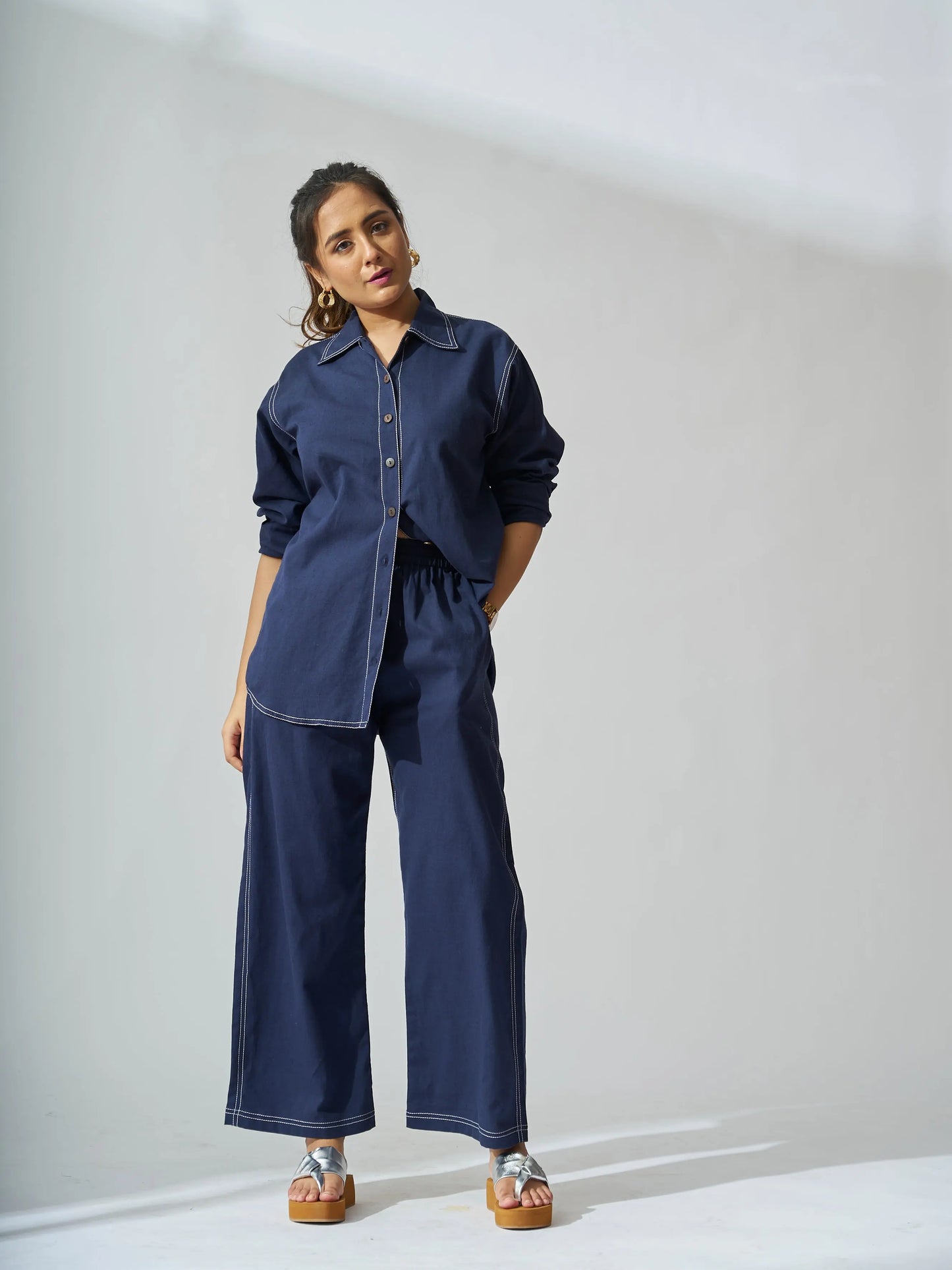 Classic Linen Shirt with Straight Fit Linen Pants Risate