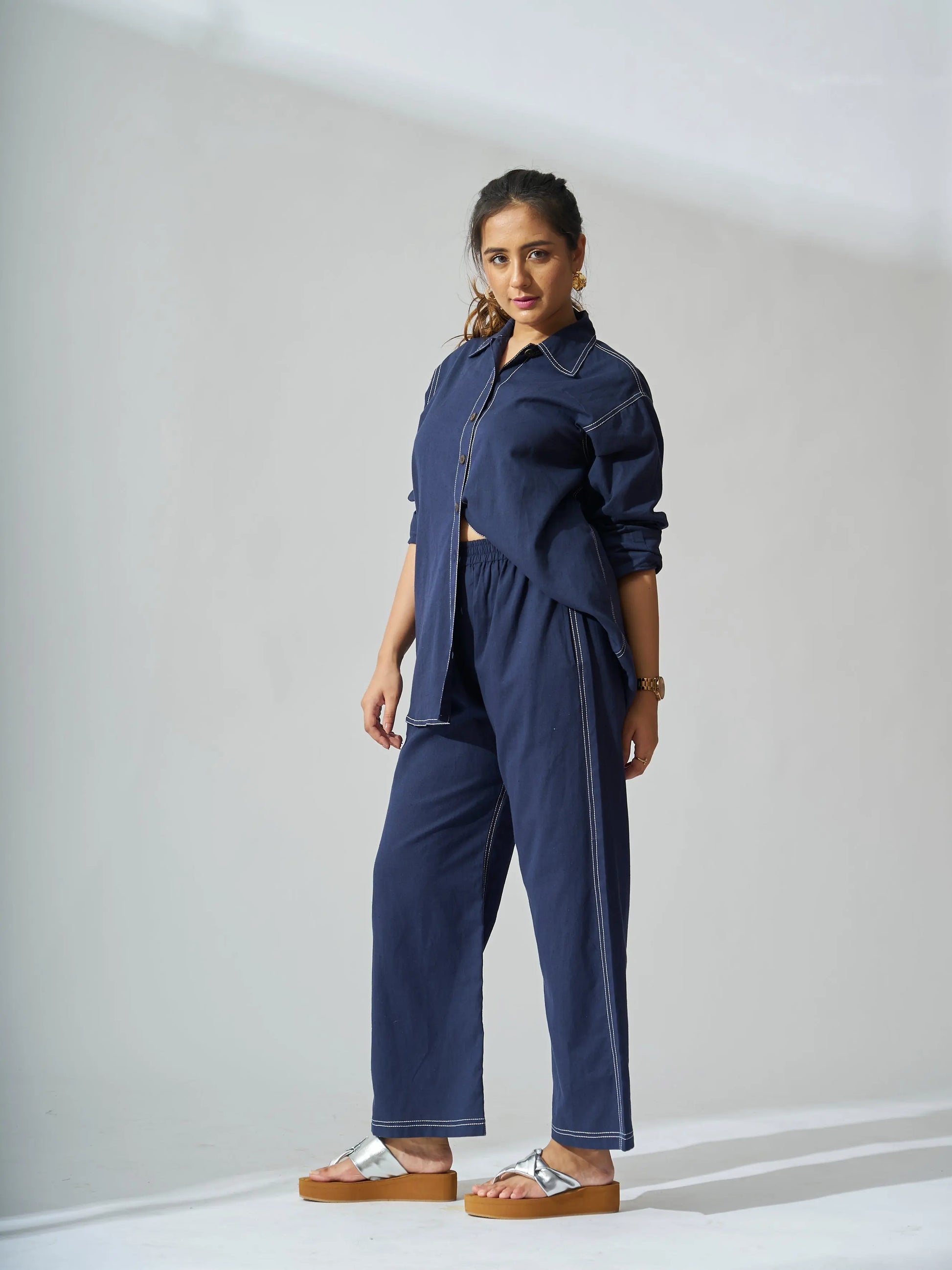 Classic Linen Shirt with Straight Fit Linen Pants Risate