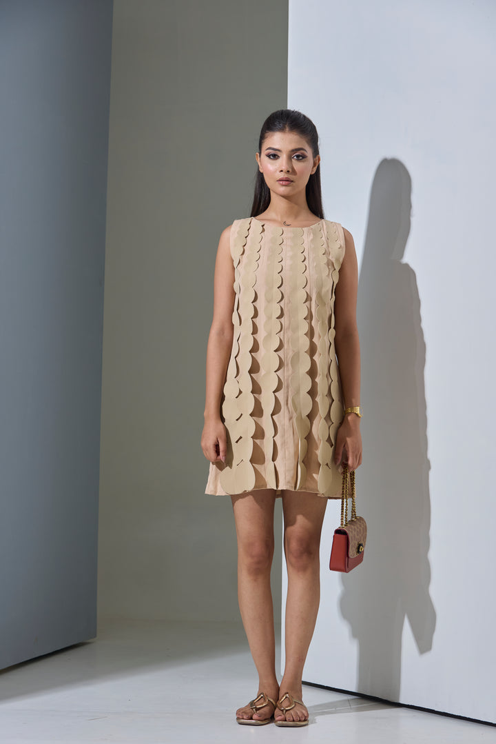 Faux Leather Cascade Pebble Drop Midi Dress