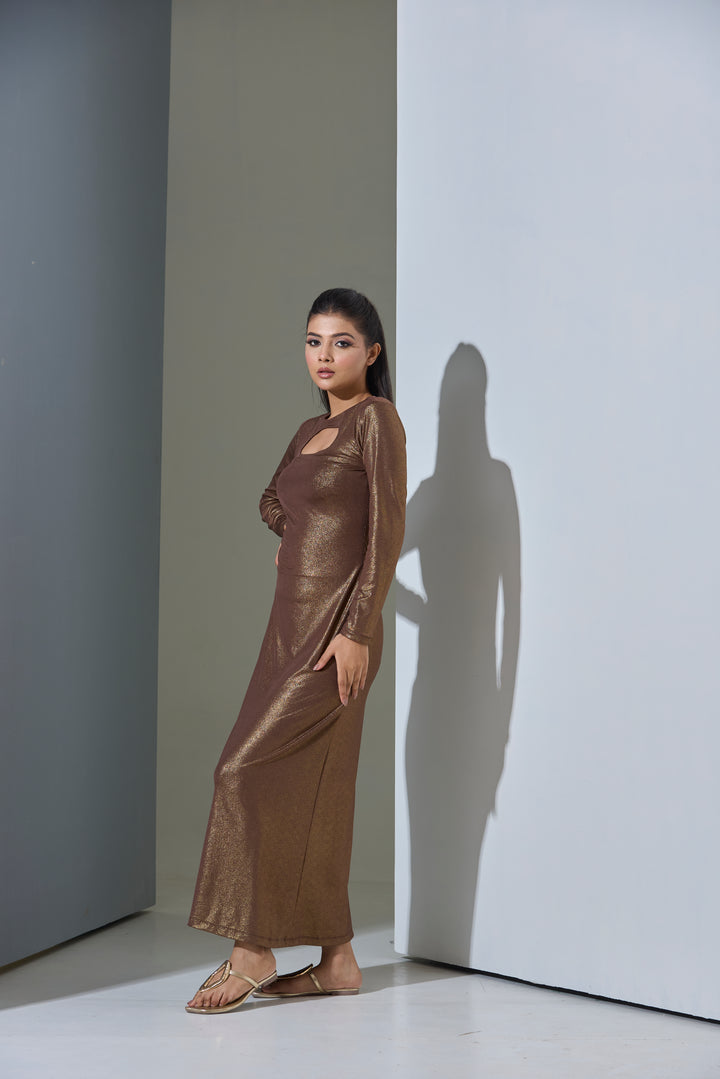 Bronze Metallic Maxi Dress