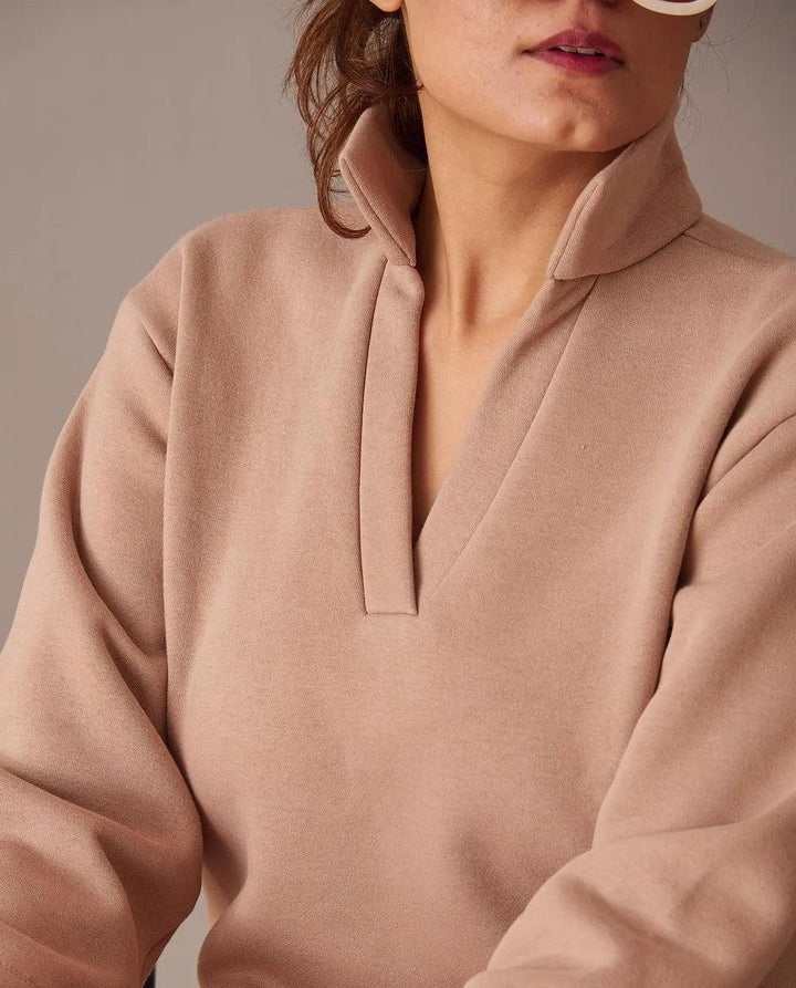 Risate ugly christmas pullover in soft beige with a stylish collar and relaxed fit, perfect for festive occasions