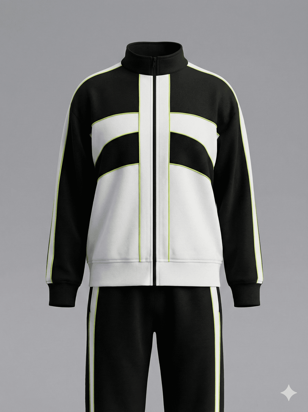 Risate women's color-block tracksuit featuring a zip-up jacket and matching pants with stylish accents