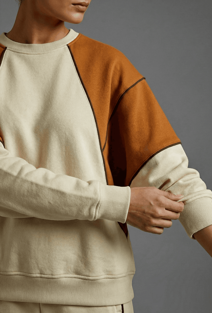 Risate women's colorblock co-ord set featuring a stylish sweatshirt with contrasting color sleeves