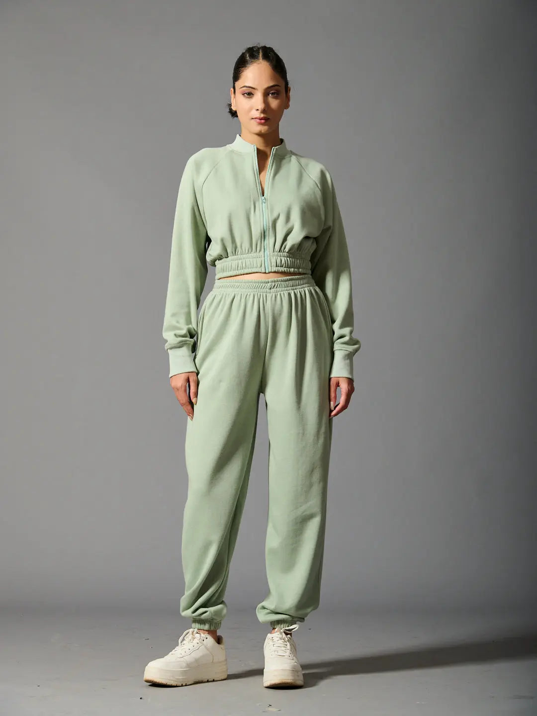 Risate women's cozy bomber set in mint green for comfortable casual style