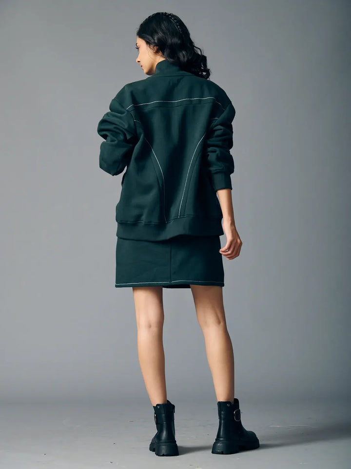 Risate women's western fleece set featuring a stylish jacket and skirt for comfortable layering