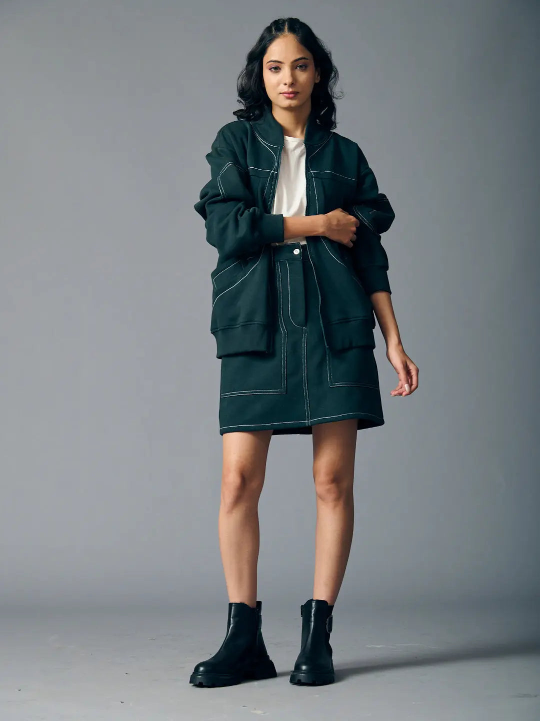 Risate women's western fleece set featuring a stylish hoodie and matching skirt for a chic look