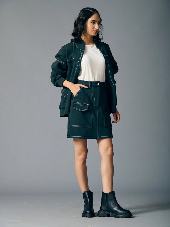 Risate women's western fleece set featuring a matching jacket and skirt for stylish comfort