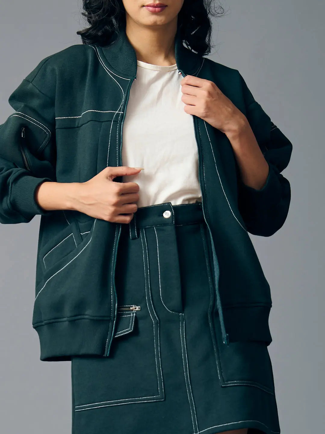 Risate women's western fleece set featuring a stylish zip-up jacket and matching skirt