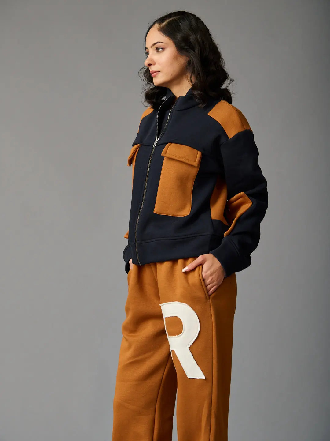 Stylish women's western luxe jacket by Risate with contrasting pockets and a modern fit